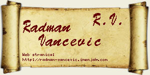 Radman Vančević vizit kartica